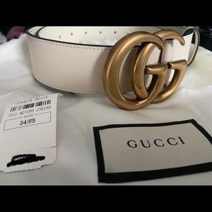 GUCCI GG WHITE TAGS, RECEIPT, DUST BAG 4CM BELT